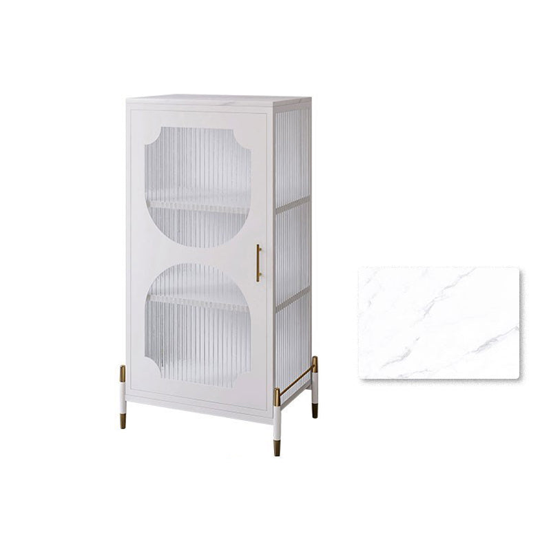 Glam Dining Server with Metal Legs Metallic Finish Sideboard with Glass Door