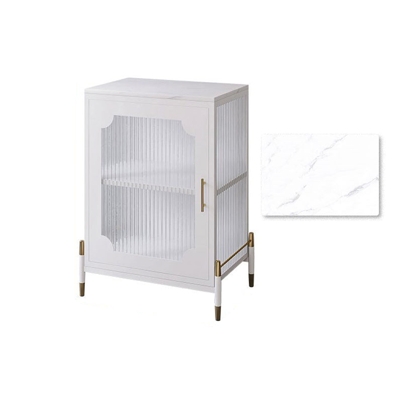 Glam Dining Server with Metal Legs Metallic Finish Sideboard with Glass Door