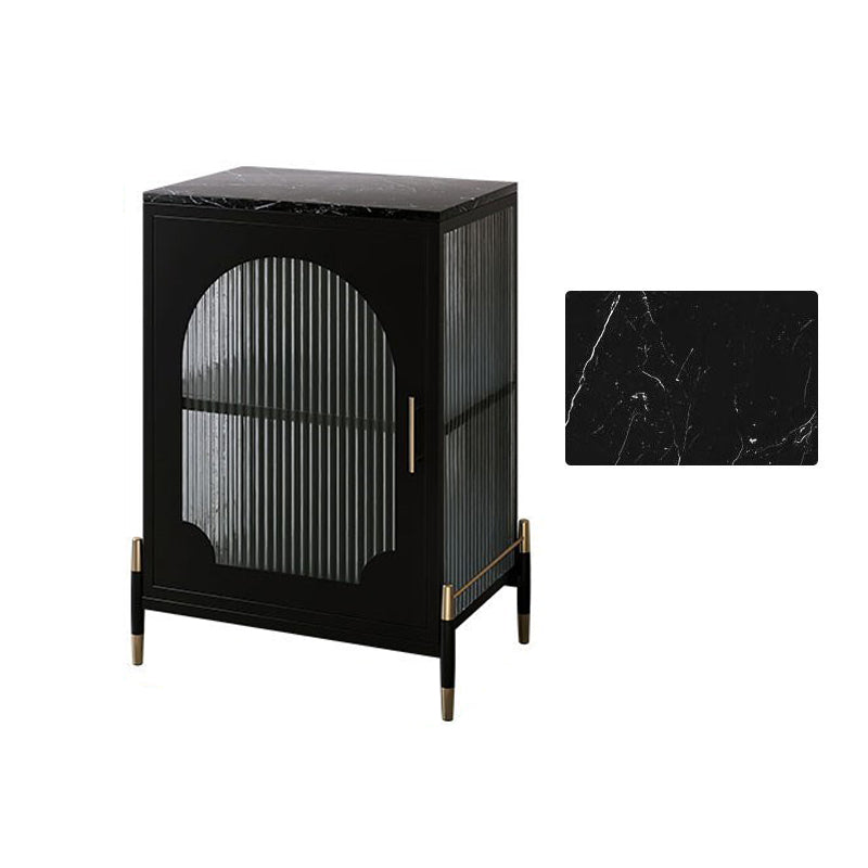 Glam Dining Server with Metal Legs Metallic Finish Sideboard with Glass Door