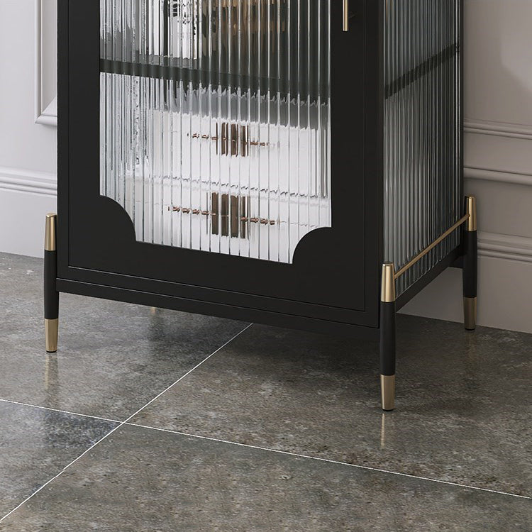 Glam Dining Server with Metal Legs Metallic Finish Sideboard with Glass Door