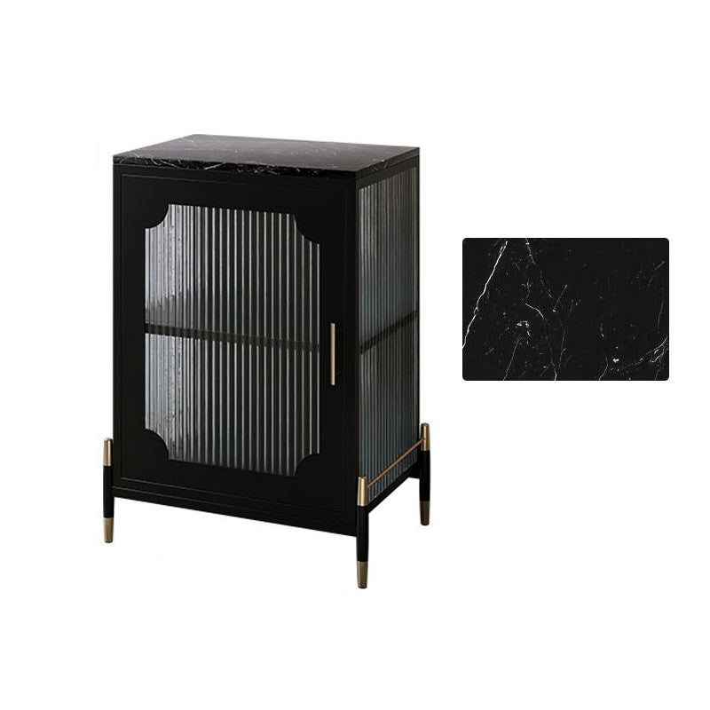 Glam Dining Server with Metal Legs Metallic Finish Sideboard with Glass Door