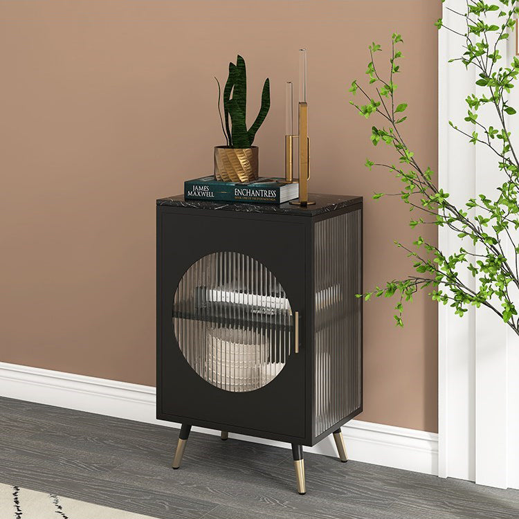 Glam Dining Server with Metal Legs Metallic Finish Sideboard with Glass Door