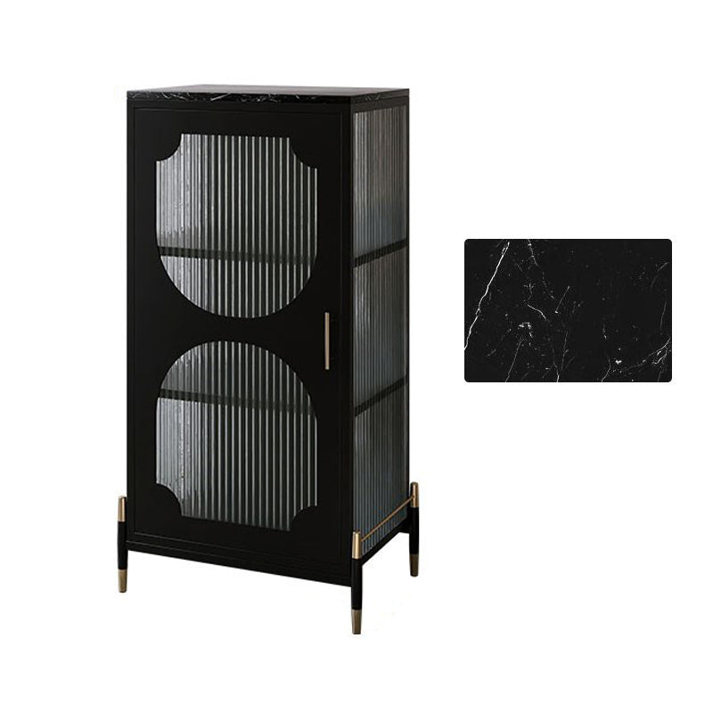 Glam Dining Server with Metal Legs Metallic Finish Sideboard with Glass Door