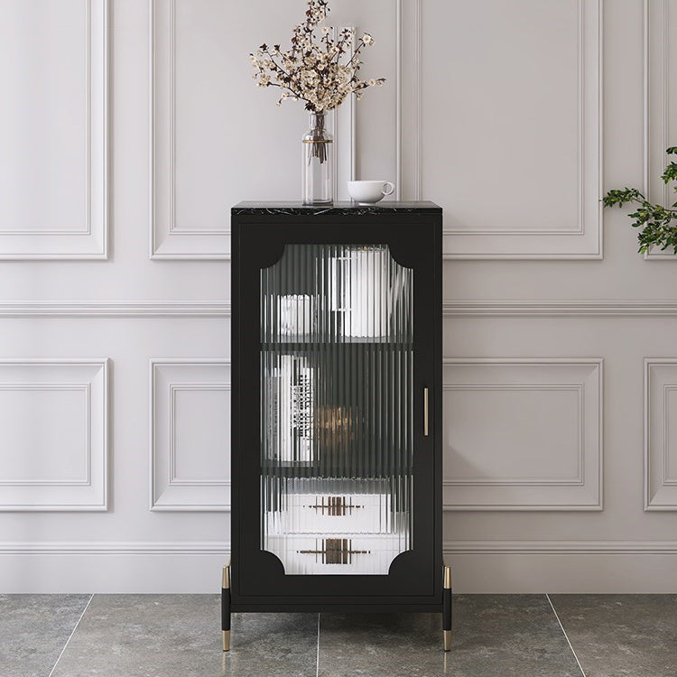 Glam Dining Server with Metal Legs Metallic Finish Sideboard with Glass Door