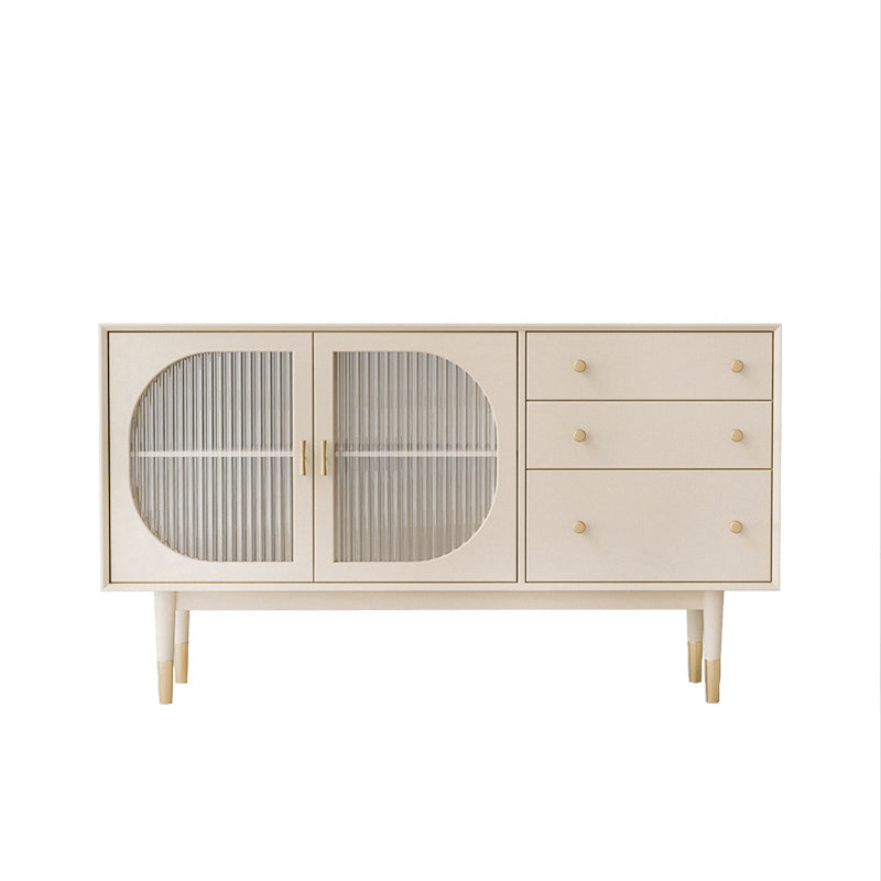 Wood Buffet Table Glam Style Server with Drawers and Storage