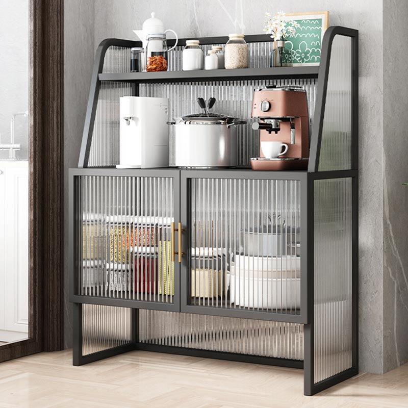 Metal Sideboard for Living Room Glam Dining Server with 2 Glass Doors