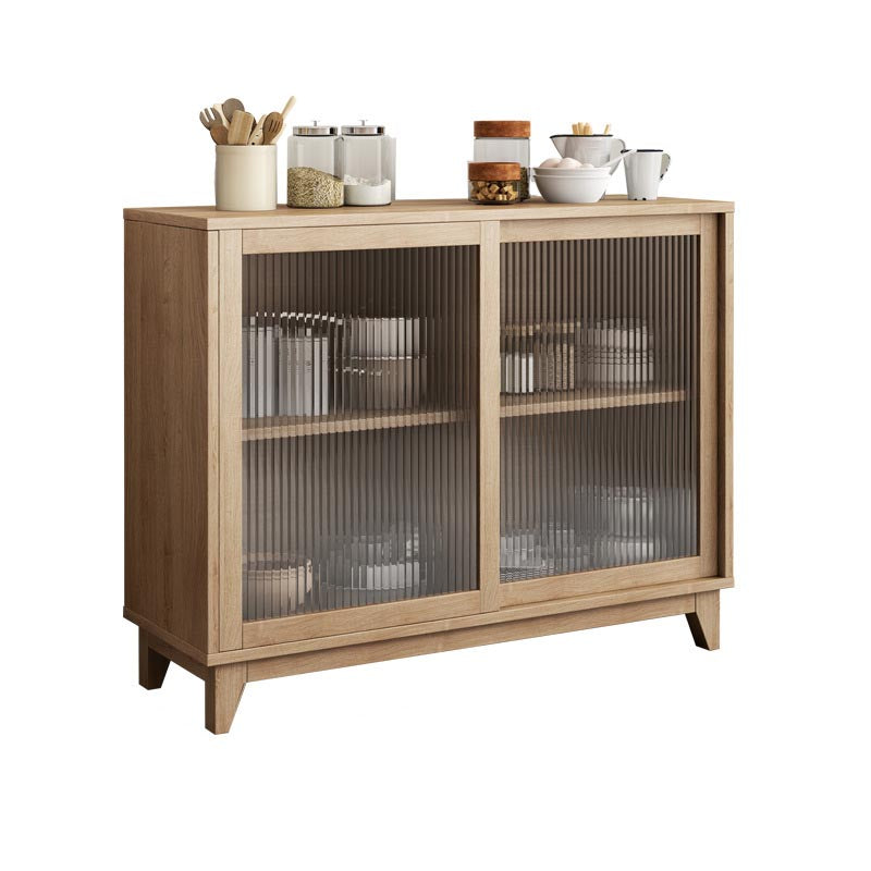 Modern Engineered Wood Dining Server Glass Doors Sideboard with Drawers and Storage