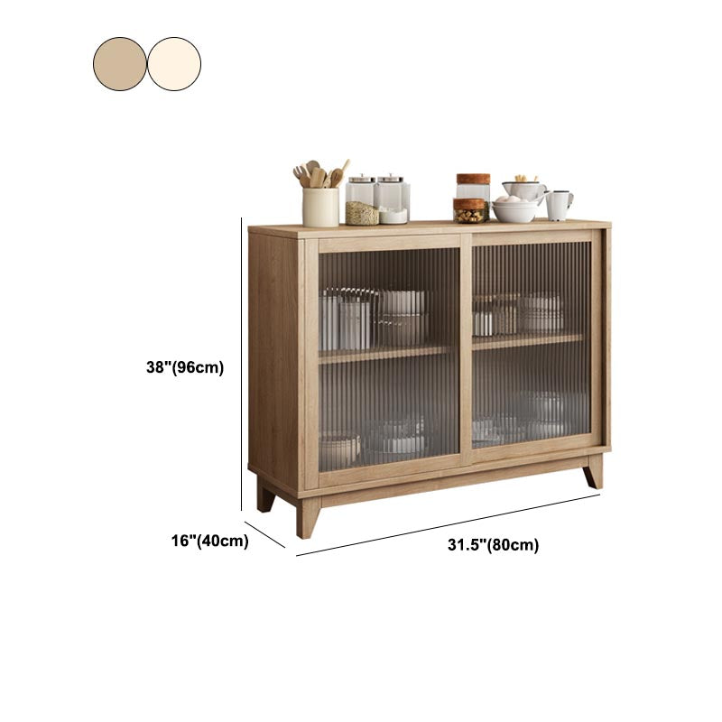 Modern Engineered Wood Dining Server Glass Doors Sideboard with Drawers and Storage