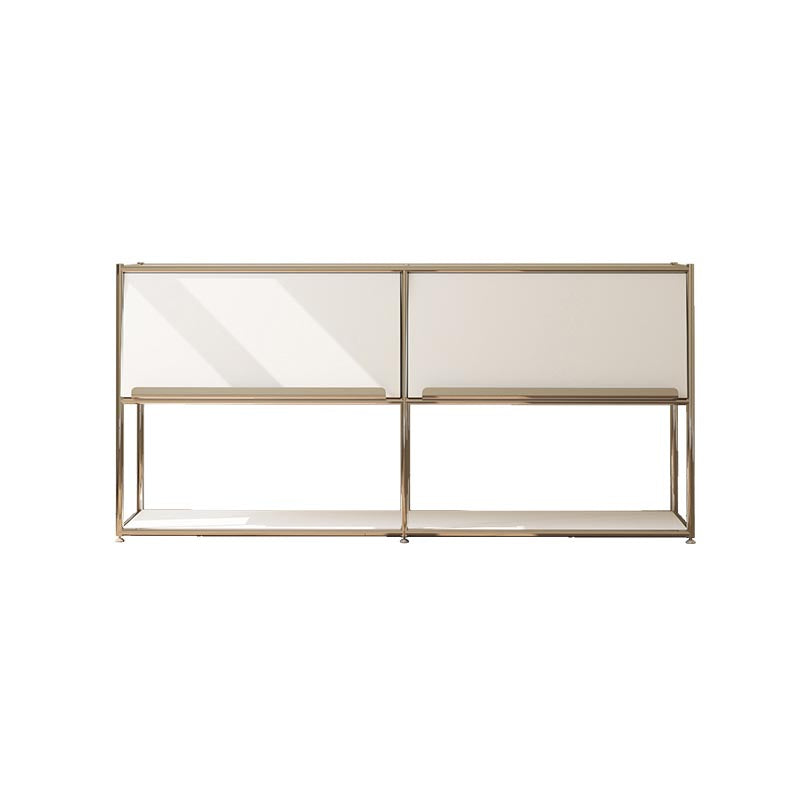 Contemporary Metal Sideboard with Drawers White Dining Buffet for Living Room