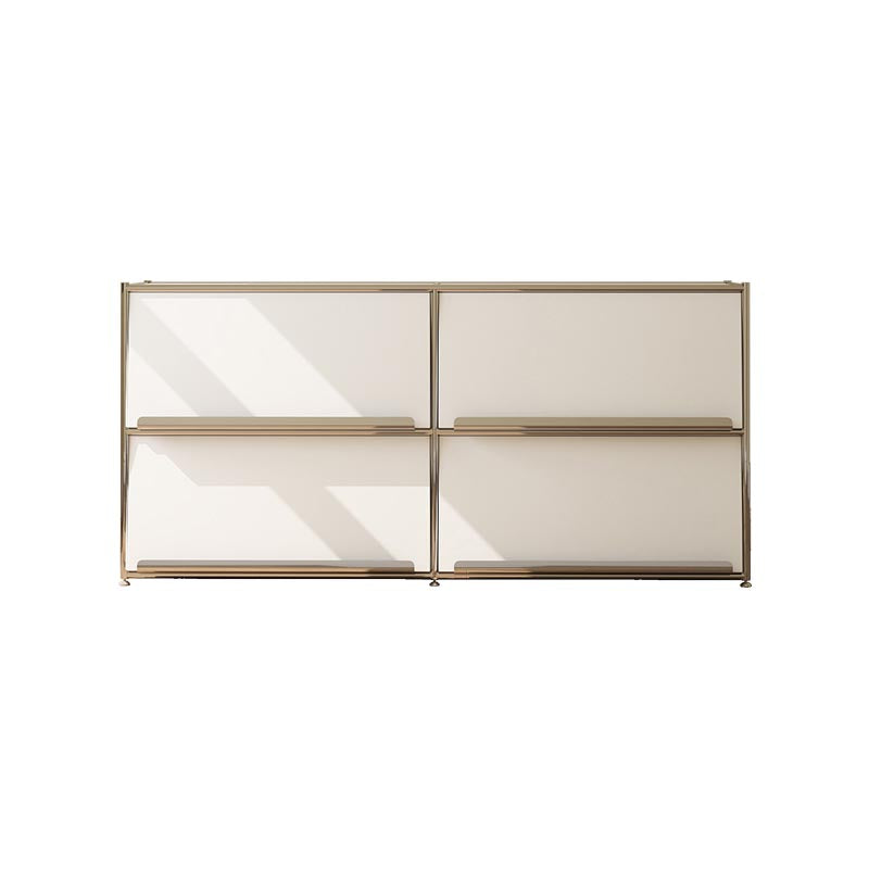 Contemporary Metal Sideboard with Drawers White Dining Buffet for Living Room