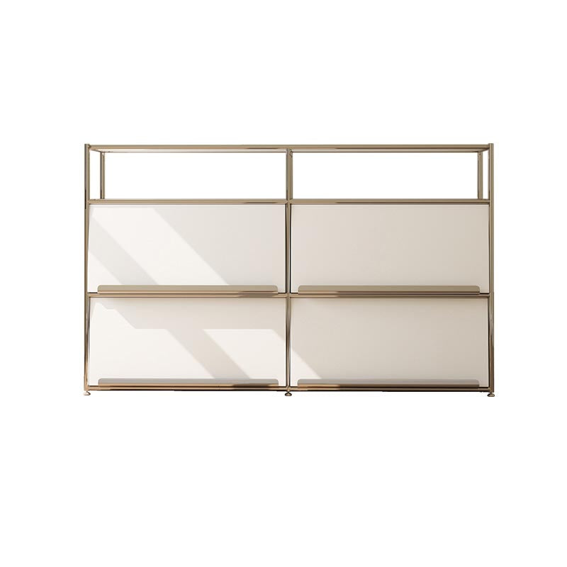 Contemporary Metal Sideboard with Drawers White Dining Buffet for Living Room