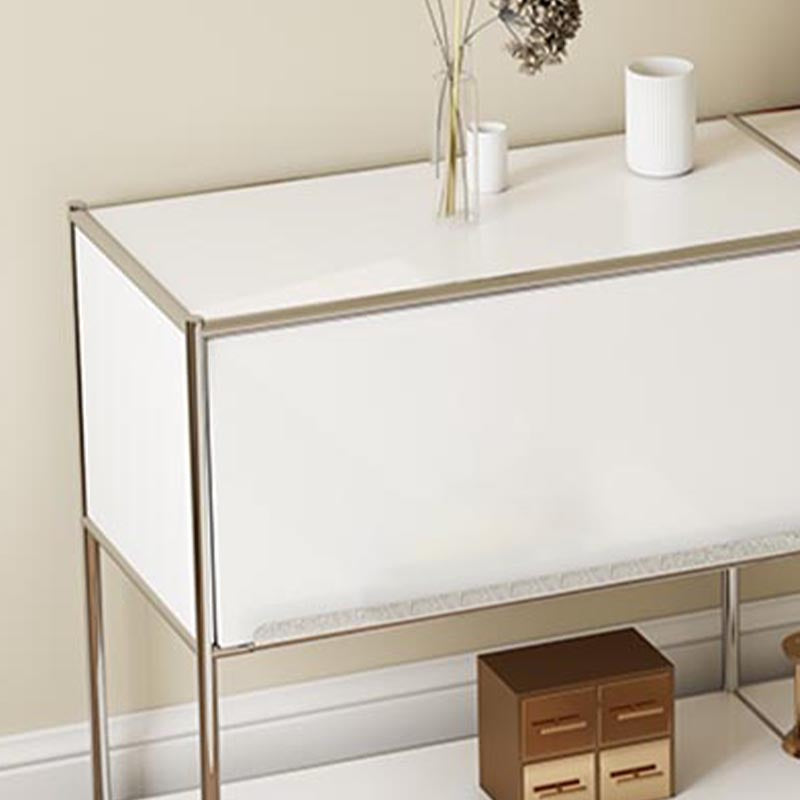 Contemporary Metal Sideboard with Drawers White Dining Buffet for Living Room