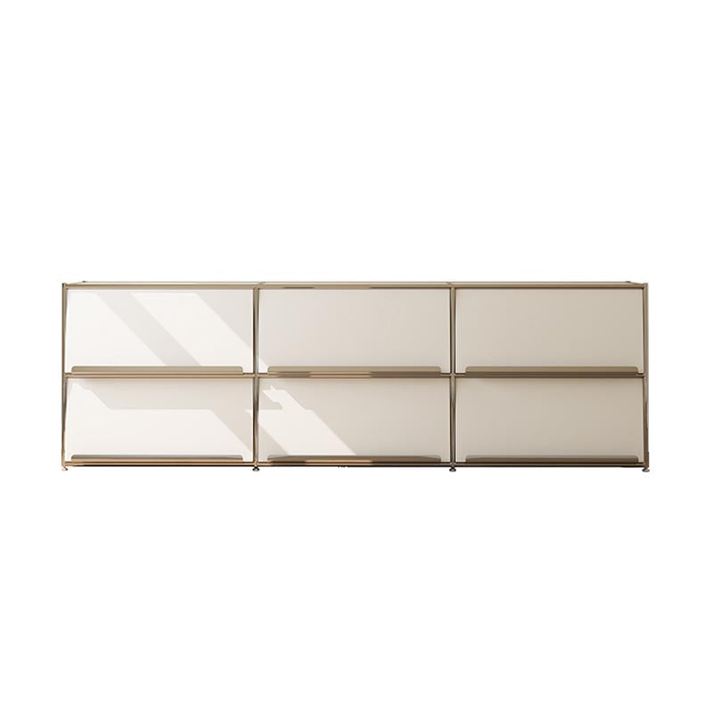 Contemporary Metal Sideboard with Drawers White Dining Buffet for Living Room