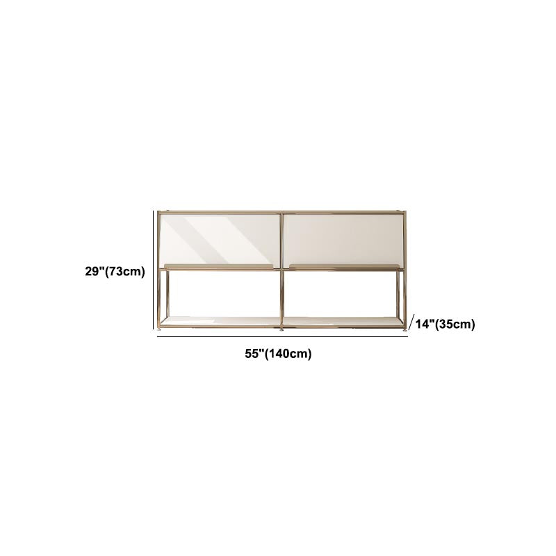 Contemporary Metal Sideboard with Drawers White Dining Buffet for Living Room