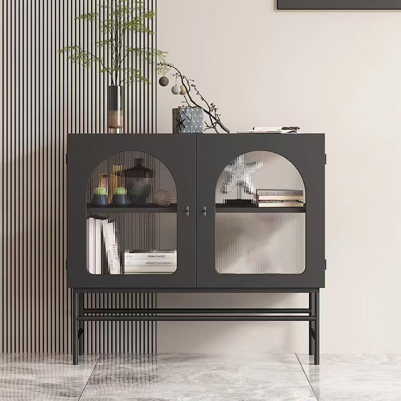 Modern Metal Dining Server with Cabinets Matte Finish Sideboard with Legs