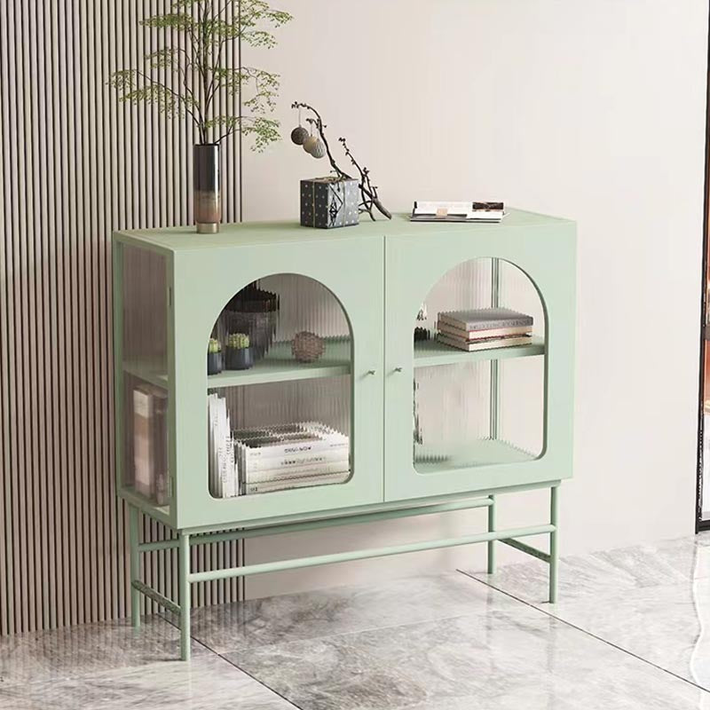 Modern Metal Dining Server with Cabinets Matte Finish Sideboard with Legs