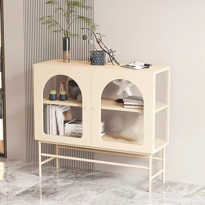 Modern Metal Dining Server with Cabinets Matte Finish Sideboard with Legs