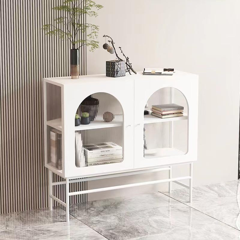 Modern Metal Dining Server with Cabinets Matte Finish Sideboard with Legs