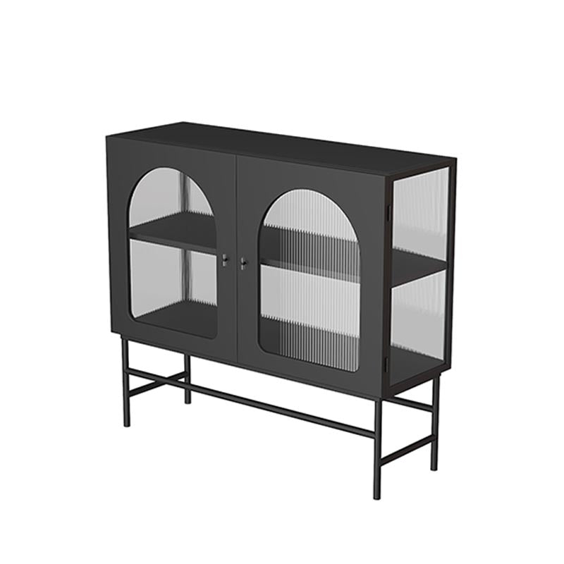 Modern Metal Dining Server with Cabinets Matte Finish Sideboard with Legs