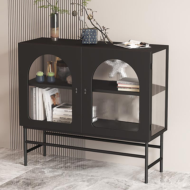 Modern Metal Dining Server with Cabinets Matte Finish Sideboard with Legs