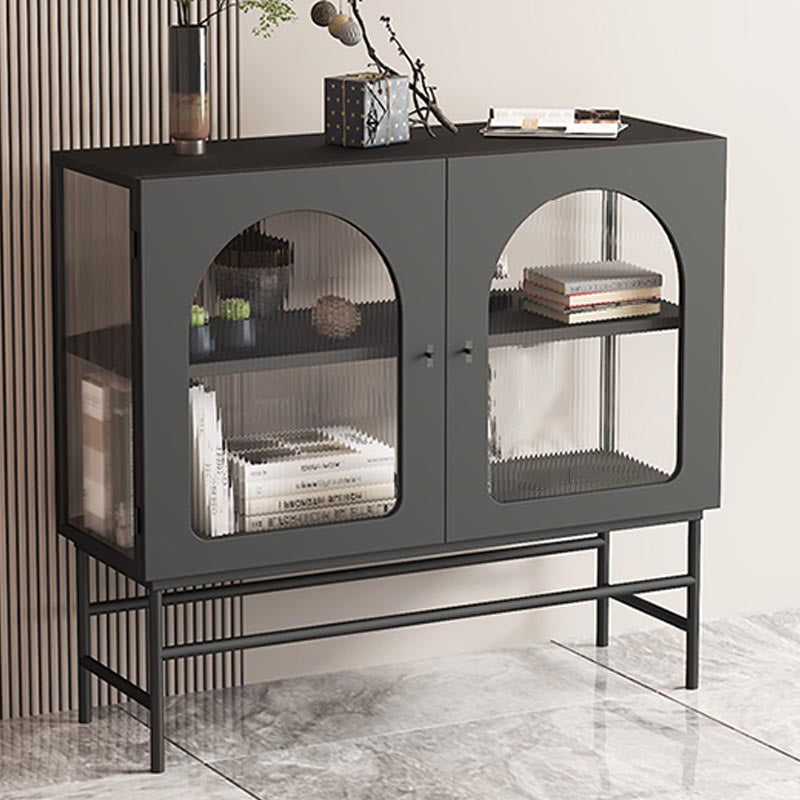 Modern Metal Dining Server with Cabinets Matte Finish Sideboard with Legs