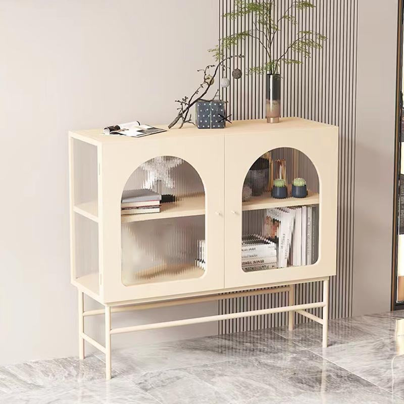 Modern Metal Dining Server with Cabinets Matte Finish Sideboard with Legs