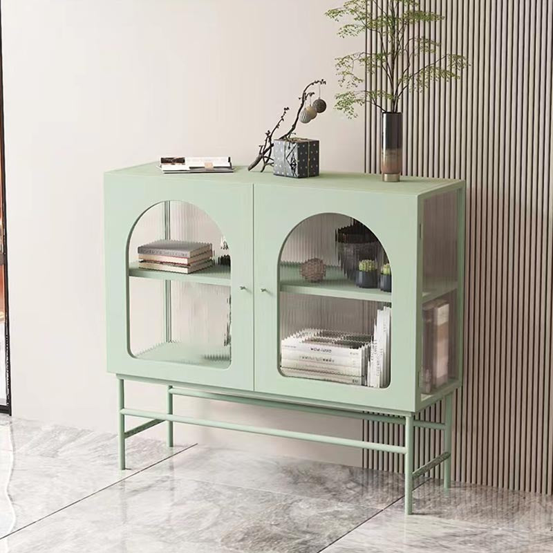 Modern Metal Dining Server with Cabinets Matte Finish Sideboard with Legs