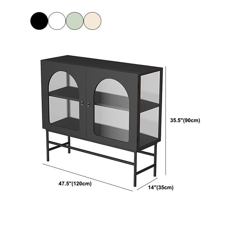 Modern Metal Dining Server with Cabinets Matte Finish Sideboard with Legs