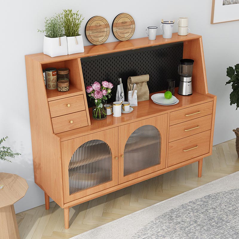 Pine Wood Dining Buffet for Home Modern Sideboard with Cabinets and Drawers