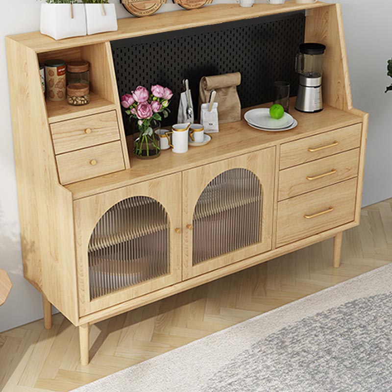 Pine Wood Dining Buffet for Home Modern Sideboard with Cabinets and Drawers