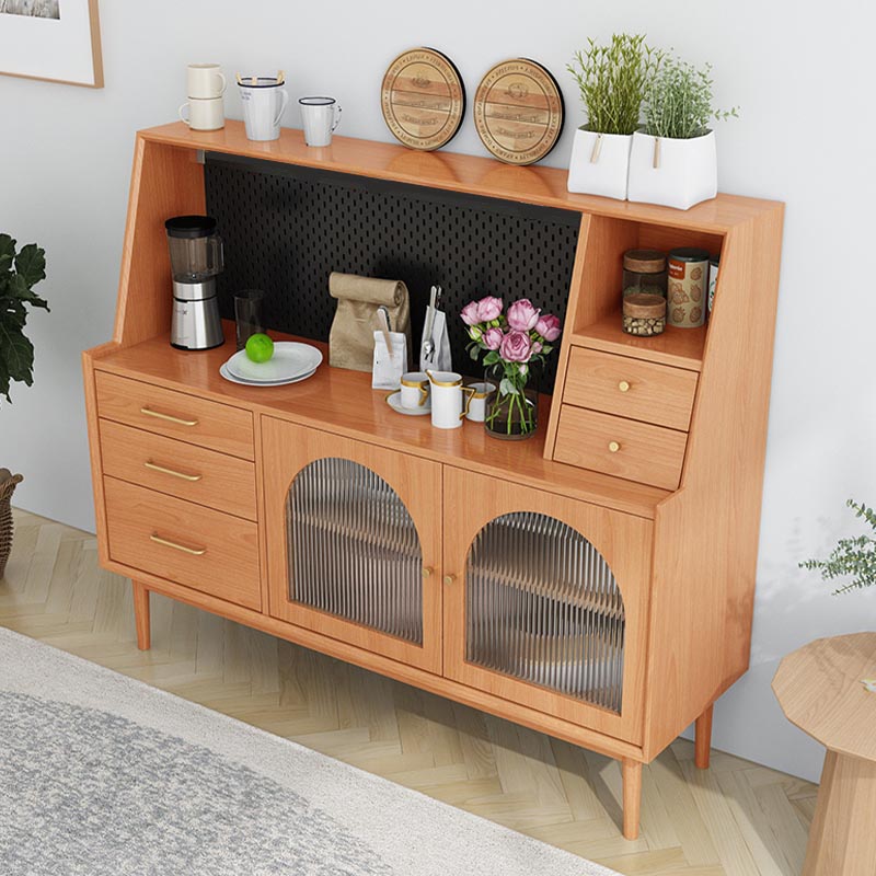 Pine Wood Dining Buffet for Home Modern Sideboard with Cabinets and Drawers