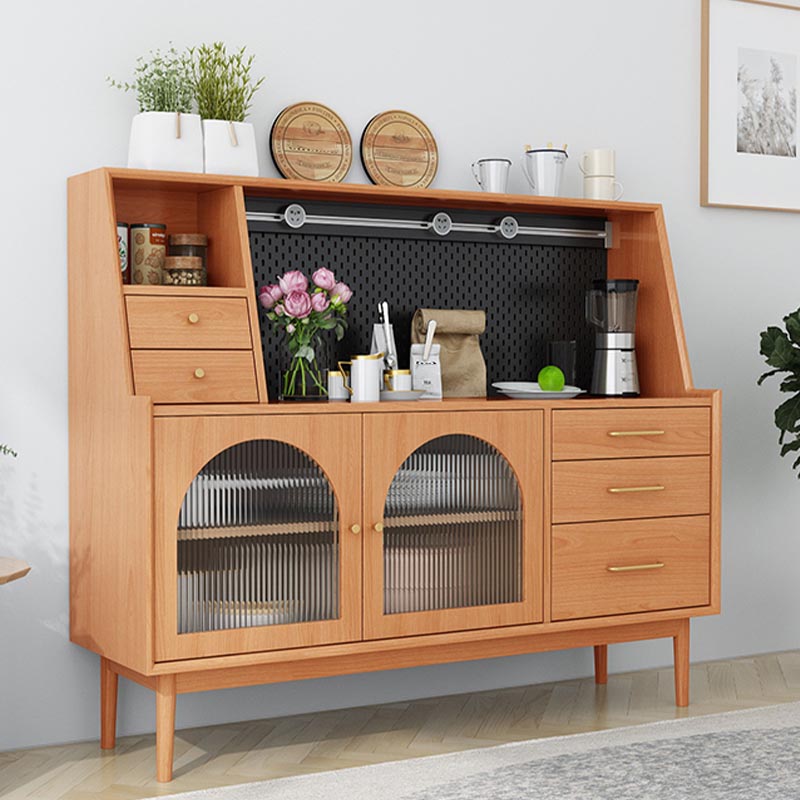 Pine Wood Dining Buffet for Home Modern Sideboard with Cabinets and Drawers