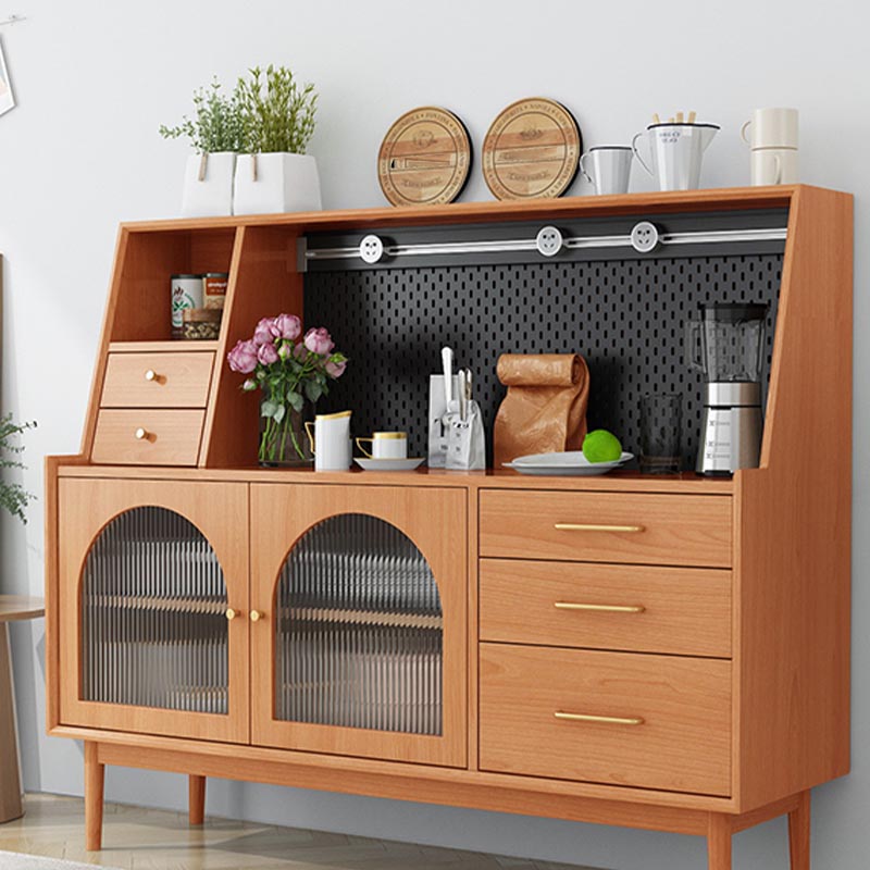 Pine Wood Dining Buffet for Home Modern Sideboard with Cabinets and Drawers