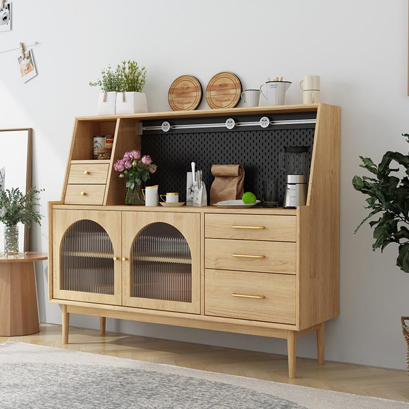 Pine Wood Dining Buffet for Home Modern Sideboard with Cabinets and Drawers