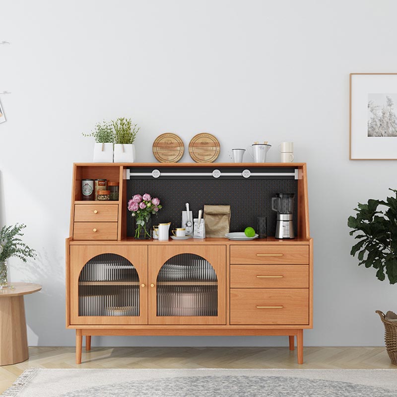 Pine Wood Dining Buffet for Home Modern Sideboard with Cabinets and Drawers