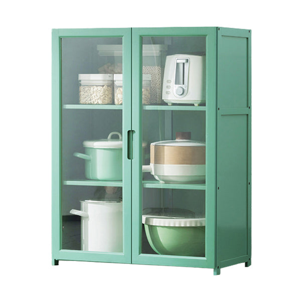 Green Bamboo Buffet Server with Adjustable Shelving Modern Dining Server