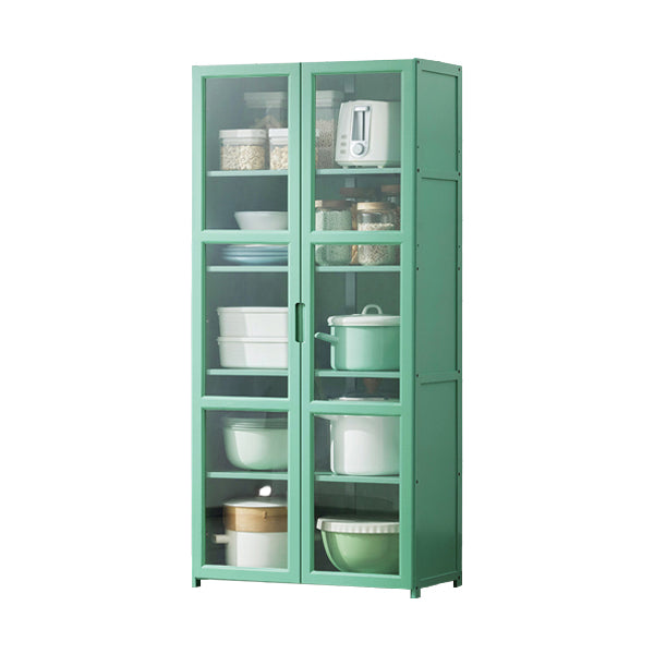 Green Bamboo Buffet Server with Adjustable Shelving Modern Dining Server