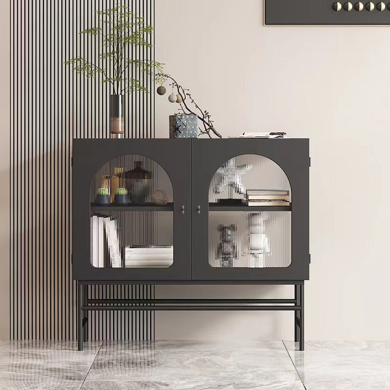 Metallic Finish Contemporary Dining Server Kitchen Sideboard with Cabinets