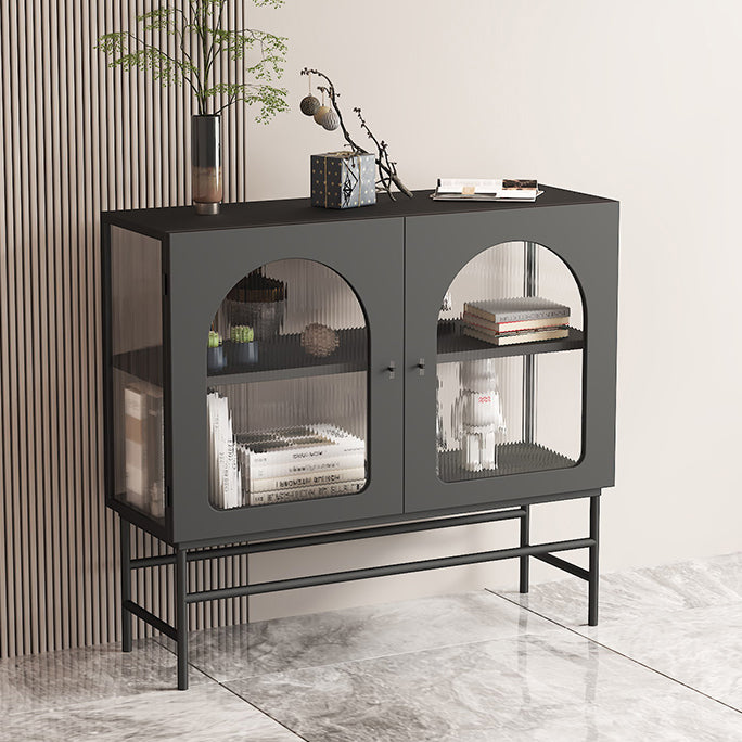 Metallic Finish Contemporary Dining Server Kitchen Sideboard with Cabinets