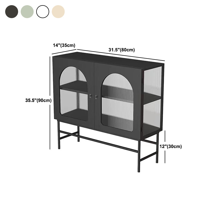 Metallic Finish Contemporary Dining Server Kitchen Sideboard with Cabinets