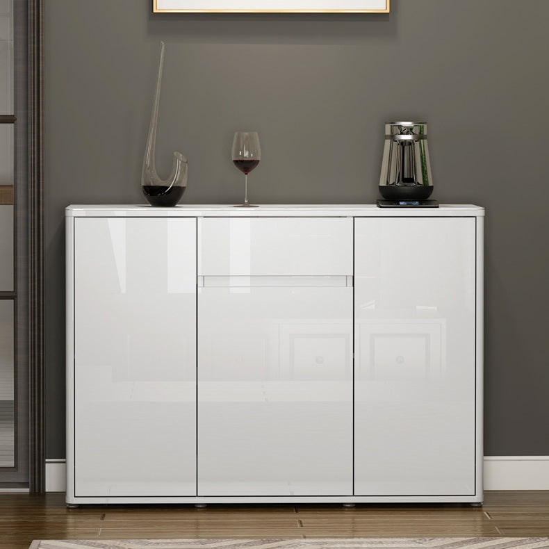 White Buffet Sideboard Stone and Engineered Wood Sideboard Table