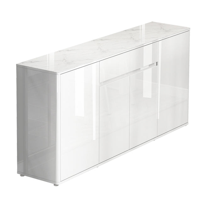 White Buffet Sideboard Stone and Engineered Wood Sideboard Table