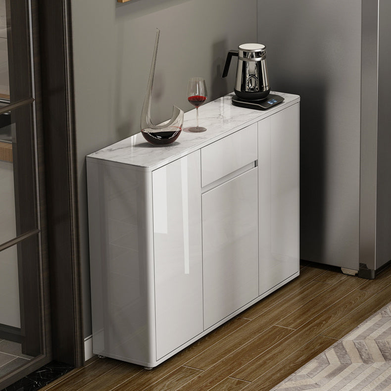 White Buffet Sideboard Stone and Engineered Wood Sideboard Table