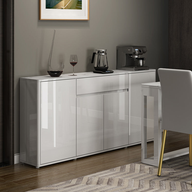 White Buffet Sideboard Stone and Engineered Wood Sideboard Table