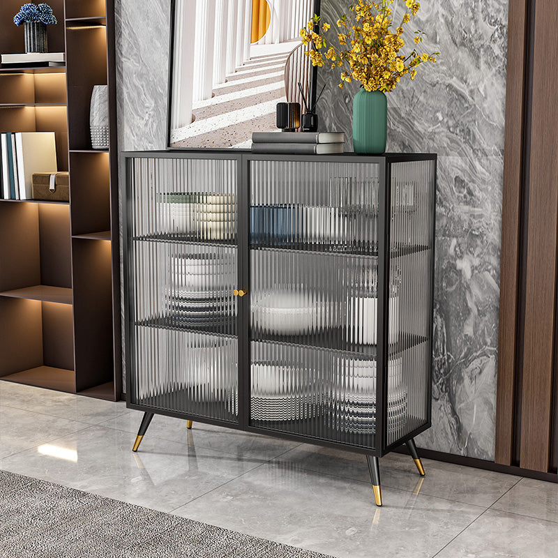 Glam Sideboard with Metal Frame Home Dining Server with Glass Door