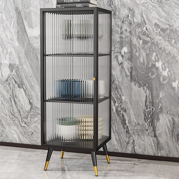 Glam Sideboard with Metal Frame Home Dining Server with Glass Door