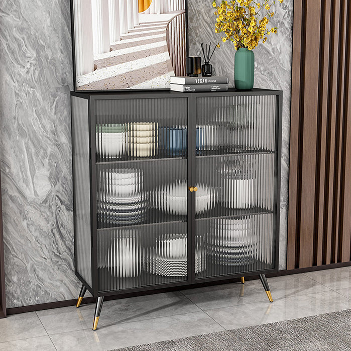 Glam Sideboard with Metal Frame Home Dining Server with Glass Door