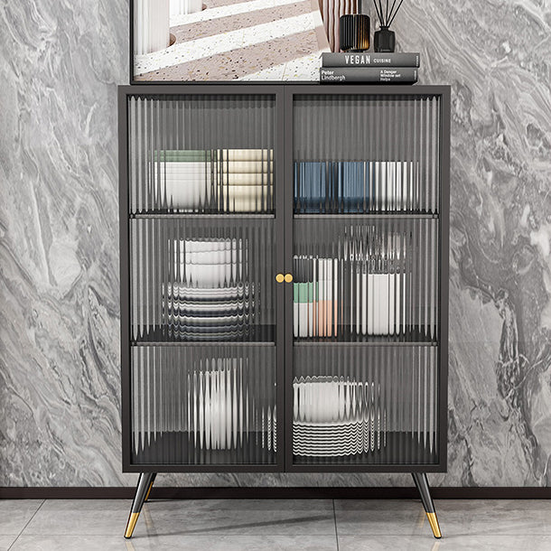 Glam Sideboard with Metal Frame Home Dining Server with Glass Door