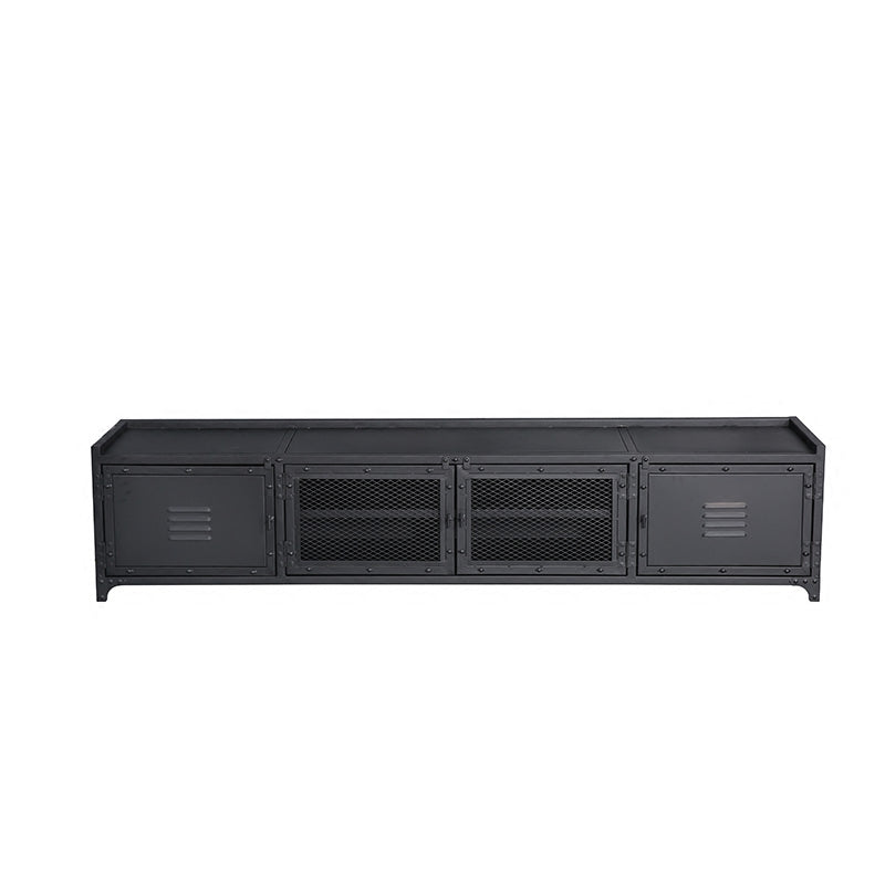 Industrial Style Metal TV Stand Black Colour Cable Management TV Console