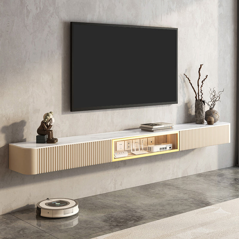 7.87"H TV Stand Glam Style Wall-mounted White TV Console with 2 Drawers